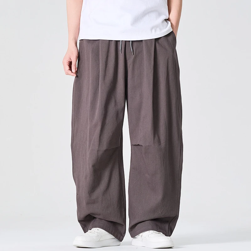 

Мужские повседневные брюки в японском стиле, новинка 2026 года, весенние, винтажные, уличные, однотонные, свободные, прямые брюки в стиле Харадзюку, N086