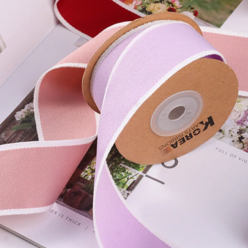 9.5Yards 25MM 38MM White Wool Edge Two Sided Grosgrain Ribbon 1112R07 Make Bowknots Kids Hair Accessories Material Handmade