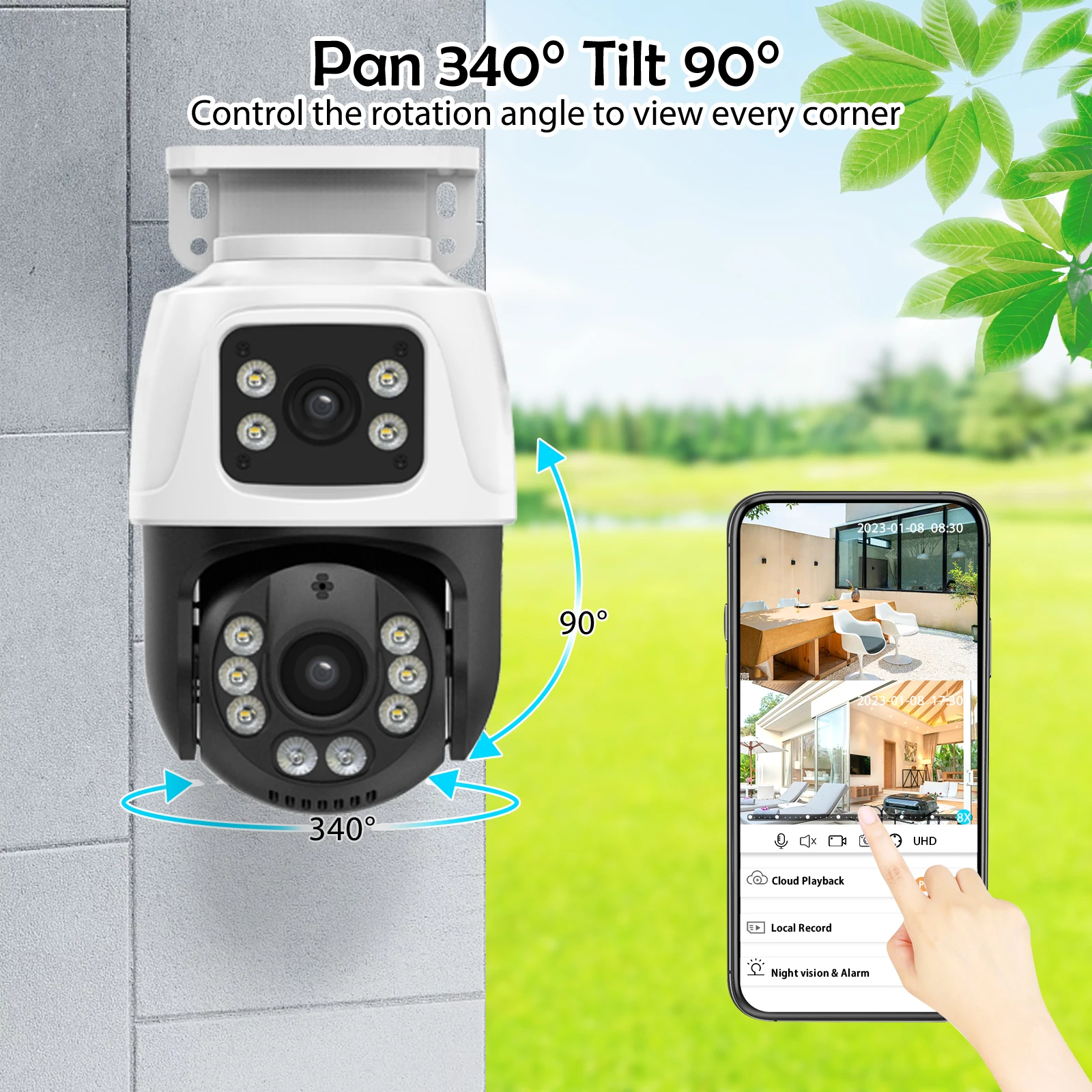 Gadinan 4/8CH POE NVR Kit Outdoor Waterproof Dual Lens PTZ IP Camera 6MP H.265 CCTV Home Security System Set Video Surveillance