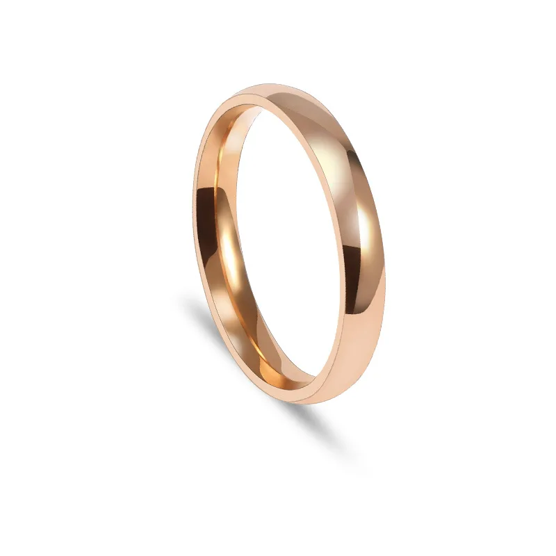 3mm Gold Color Smooth Light Stainless Steel finger rings for women wholesale