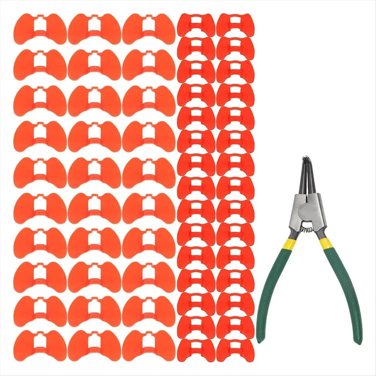 ABDD HOT  Pinless Peepers for Chickens, 61 Pcs Anti-Pecking Goggles with Pliers, Chicken Blinders and Plier Tool