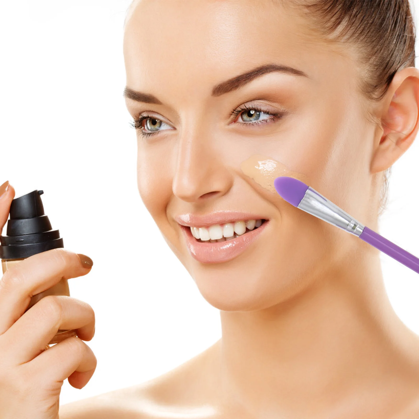 Conjunto de pincéis de silicone, 6 peças, aplicador de maquiagem líquida para base, delineador, sombra de olhos, facial, amigável à pele, fácil limpeza