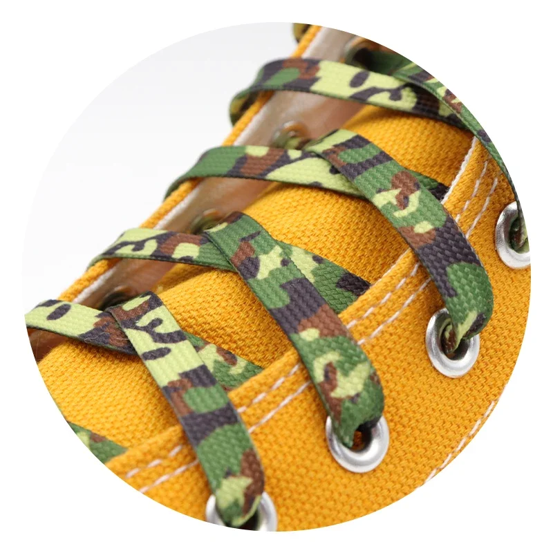 

Weiou 1Pair Top 8MM Camouflage Color Flat Shoelaces Accessories Heat Transfer Printing Ropes Men Women Canvas Mountain Boot Cord