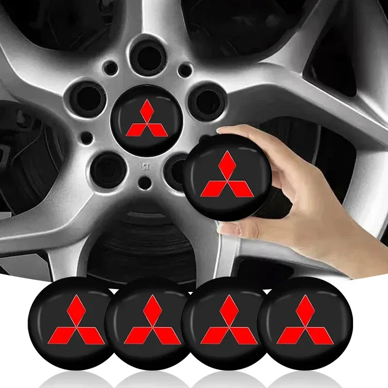 4 Peças 56/60mm Adesivos de Emblema para Calota de Roda de Carro para Mitsubishi Lancer Mirage Pajero Sport Xpander Attrage Outlander L200