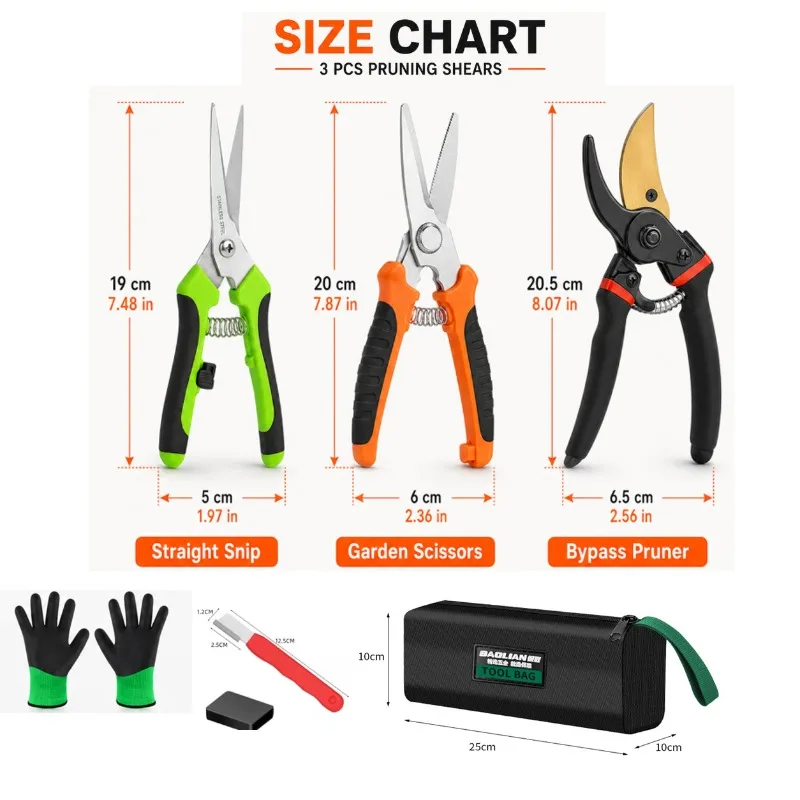 SK5 Garden Pruning Scissors Ideal For Cutting Fresh Branches Pruning Trimming Bonsai Stainless Steel Gardening Shears Set