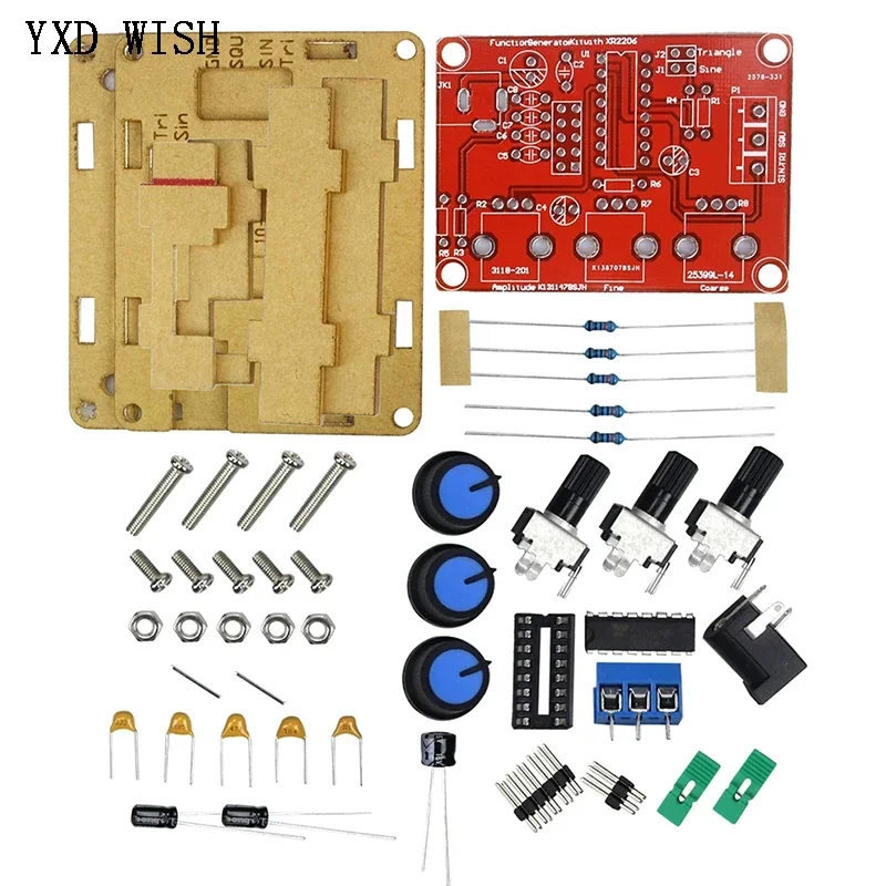 XR2206 1Hz-1MHz Function Signal Generator Sine/Triangle/Square Output Signal Generator Adjustable Frequency Amplitude DIY Kit