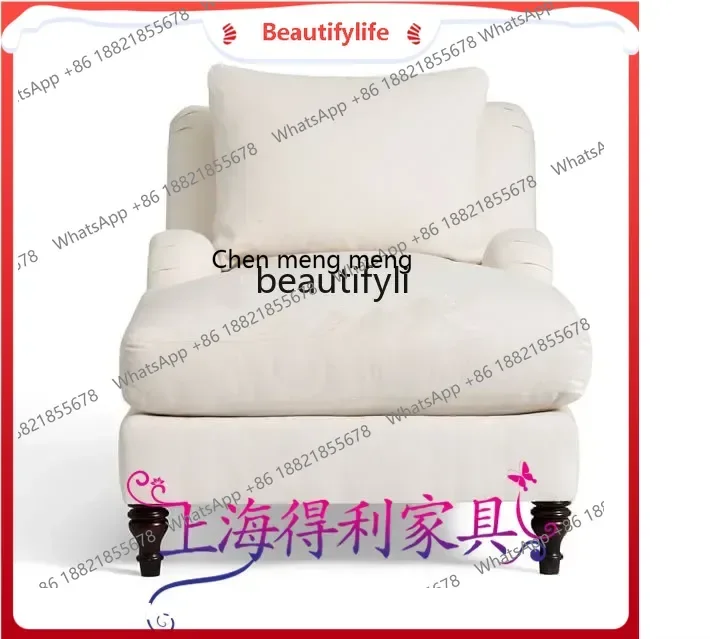 ss8350 American simple small apartment combination modern lazy sofa single cotton and linen fabric chaise longue couch