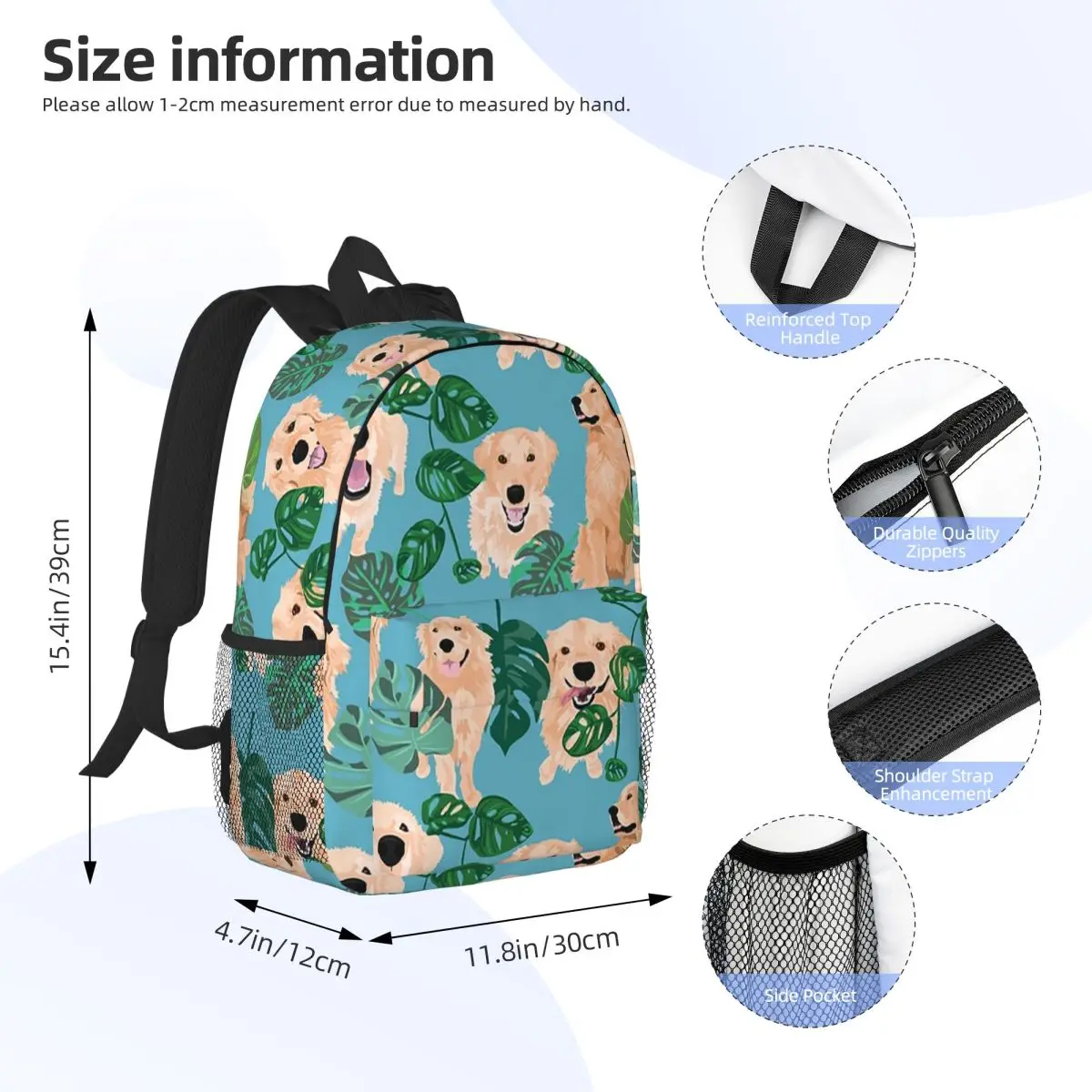 Golden Labrador Retriever Dog Tropical Backpack Student Boys Girls BookBag Men Women School Bag Computer Shoulder Bags