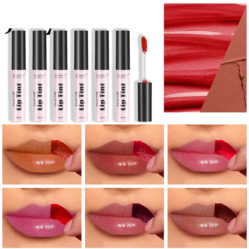 Julystar Nieuwe Lippenstift Afscheuren Lipgloss Met Langdurige Matte Lipgloss Voor Vrouwen Cosmetica 6 Kleur Make-Up