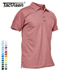 TACVASEN Summer Colorful Fashion Polo Tee Shirts Men's Short Sleeve T-shirt Quick Dry Army Team Work Green T-Shirt Tops Clothing