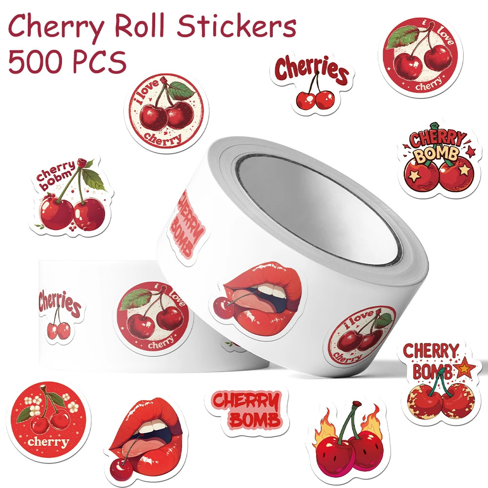 500pcs Cartoon Cherry Stickers Decals For Laptop Notebook Skateboard Luggage DIY Graffiti Aesthetic Stickers Creative Gifts