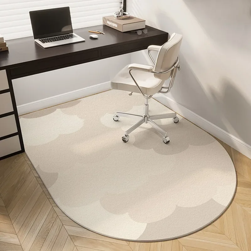 Cream Style Beige Semicircular Floor Mat Minimalist Line Combination Bedroom Study Carpet Cloud Pattern Comfortable Non-slip Rug