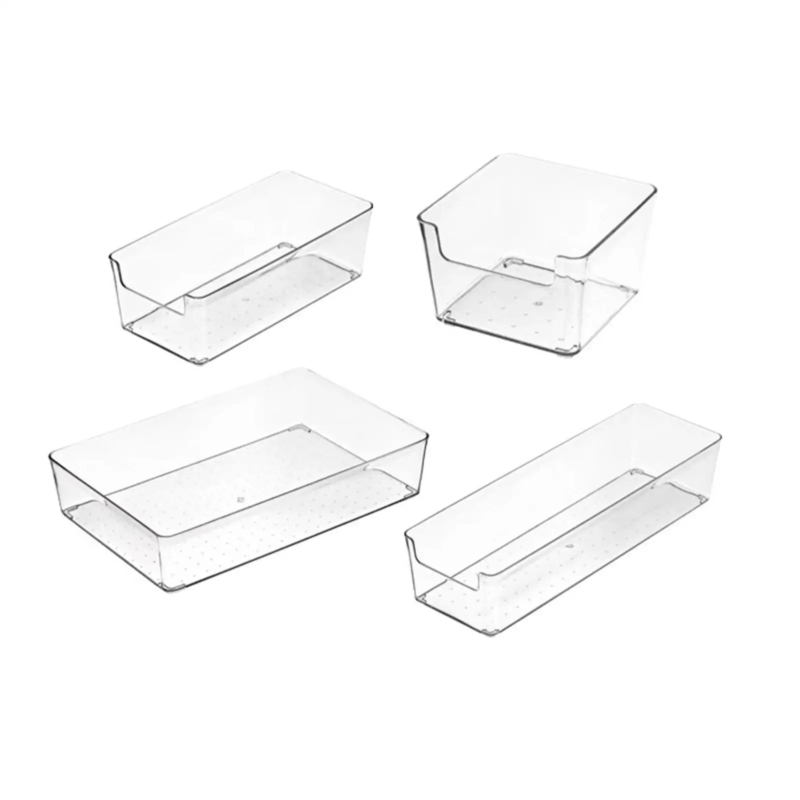 4 Pieces Desk Organizer Box Transparent Drawer Organizer Stackable Desktop Organization for Cosmetics Pen Jewelry Household