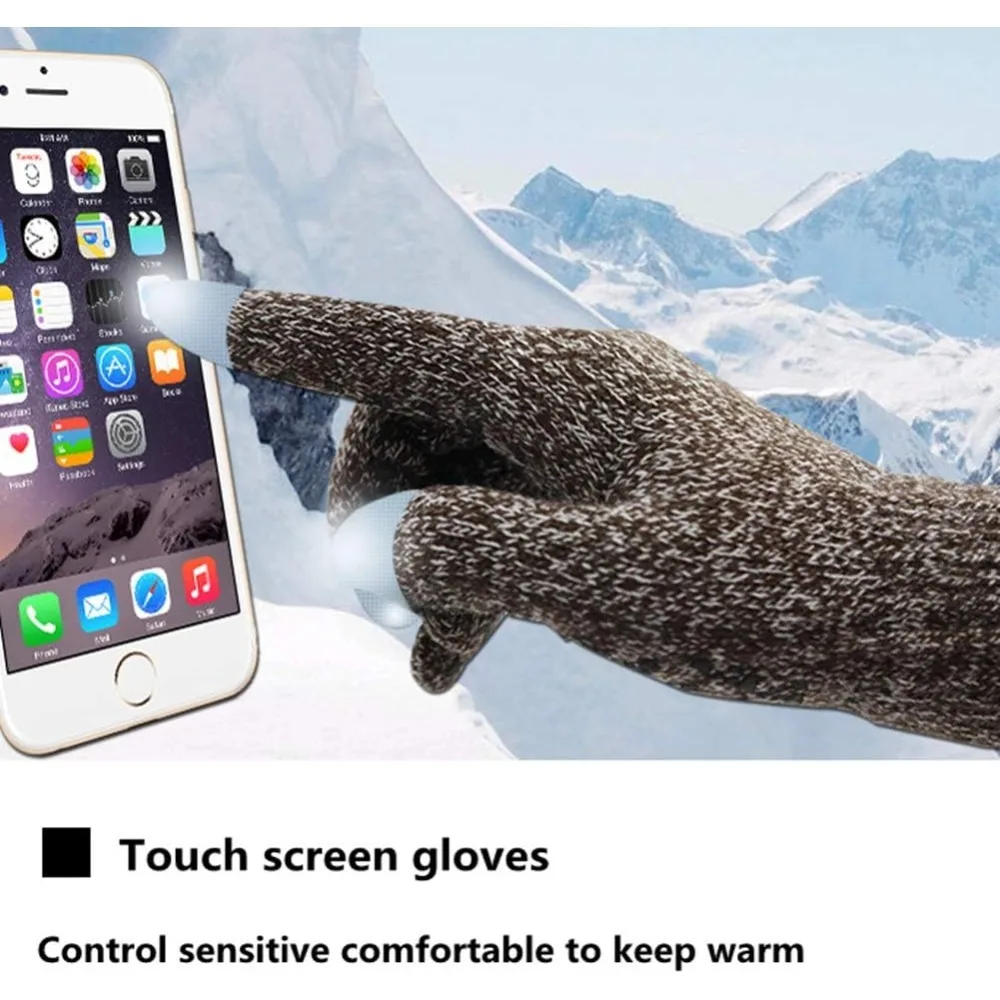 رجل الشتاء قبعة وشاح قفاز مجموعة للرجال 3 قطعة لمس مكافحة زلة قفازات متماسكة بسط قبعات صغيرة ومجموعة الأوشحة الطويلة #3