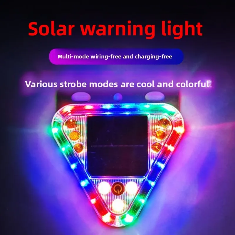 

New LED Solar Warning Strobe Light for Cars Motorcycles Anti-Rear Collision Stop 12V Free Wires for Tail Width Indicator Lamps
