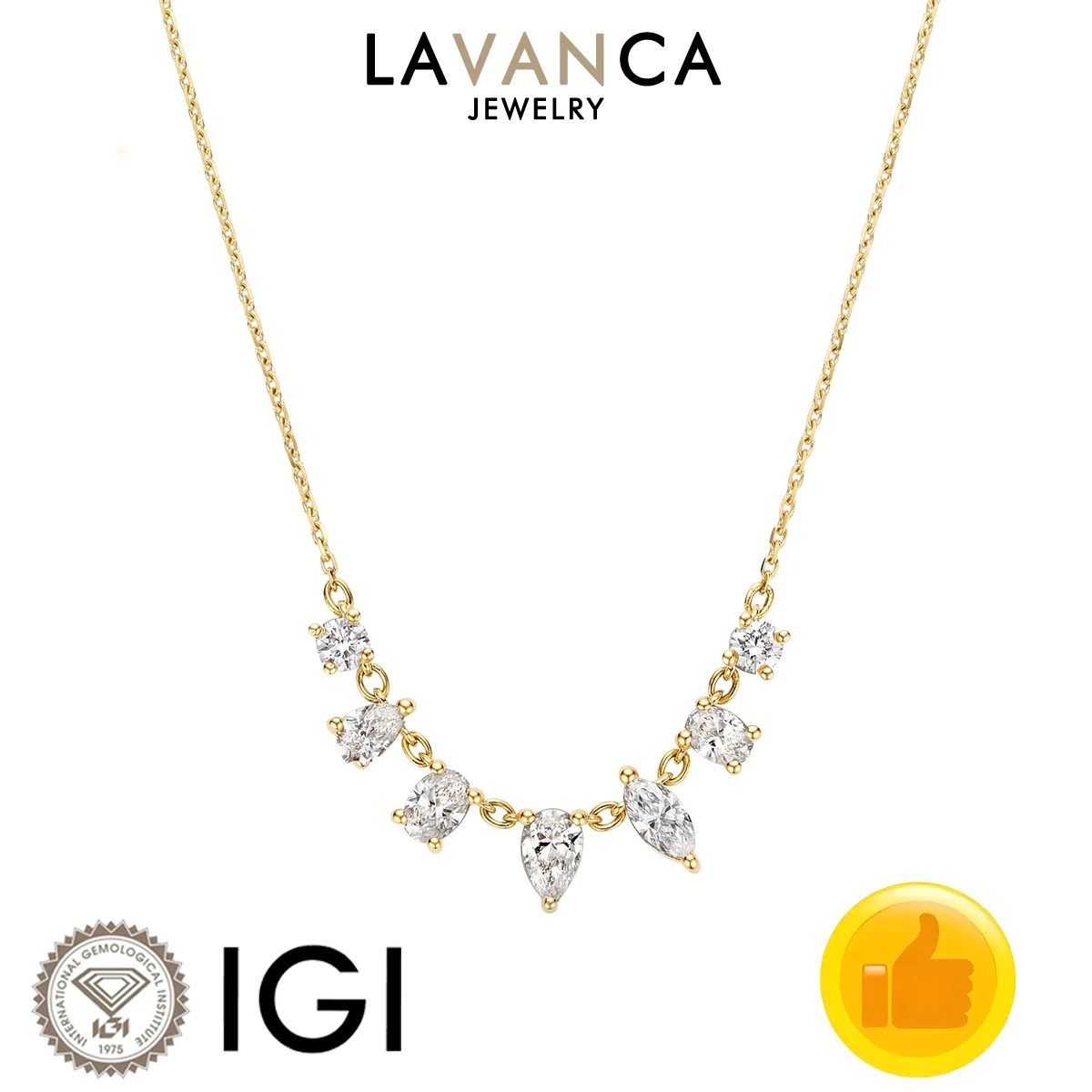Various Cut Lab Created Diamond Necklace VS/VVS Lab Diamond Necklace 9K/14K/18K Yellow Gold Pendant Necklace Fine Jewelry