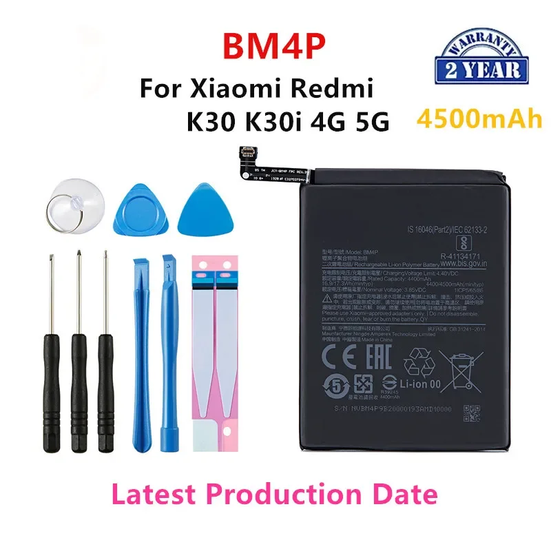 

100% Orginal BM4P 4500mAh Battery For Xiaomi Redmi K30 K30i 4G 5G BM4P High Quality Phone Replacement Batteries+Tools