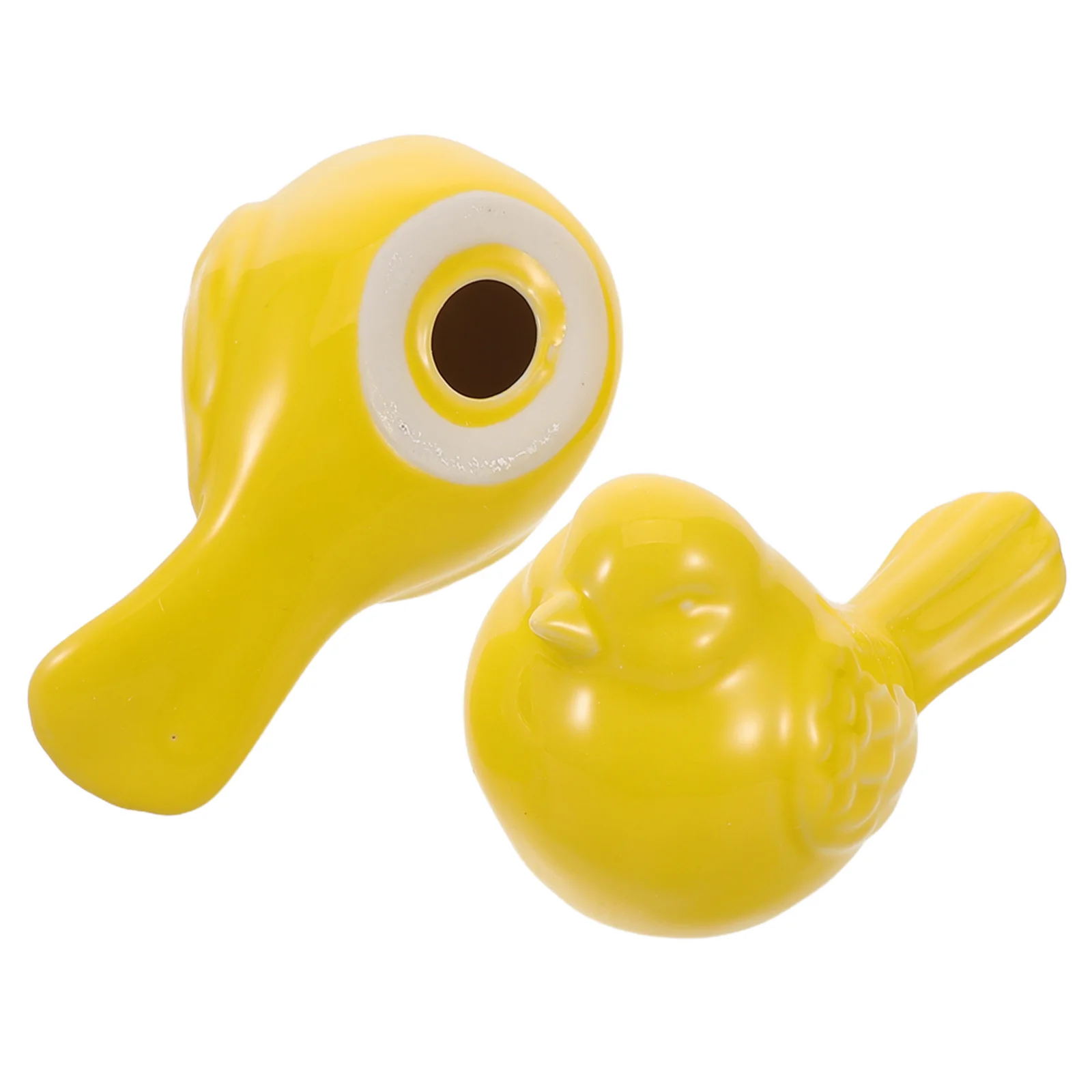 2Pcs Nordic Ceramic Bird Statues Yellow Porcelain Modern Minimalist Home Office Decoration Small Ceramic Bird Sculpture Living
