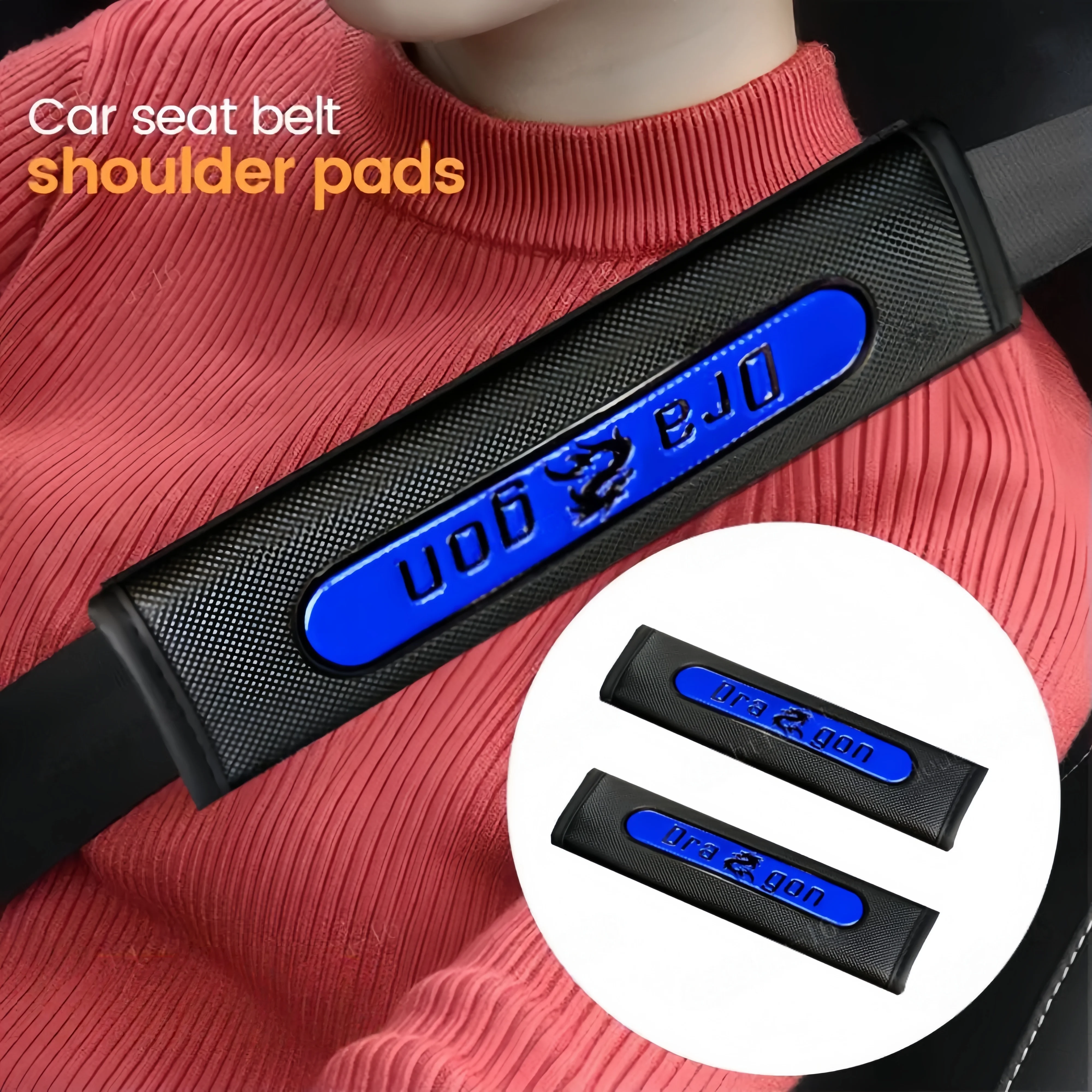 

1pair PU leather reflective Dragon car shoulder strap adorned with comfortable anti-tightening car upholstery