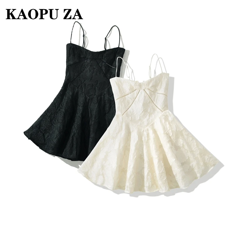 Kapu za 2024 outono nova mulher na moda gola v a-lineskirt deslizamento vestido chique mulher sem mangas bandagem topo babados vestidos curtos