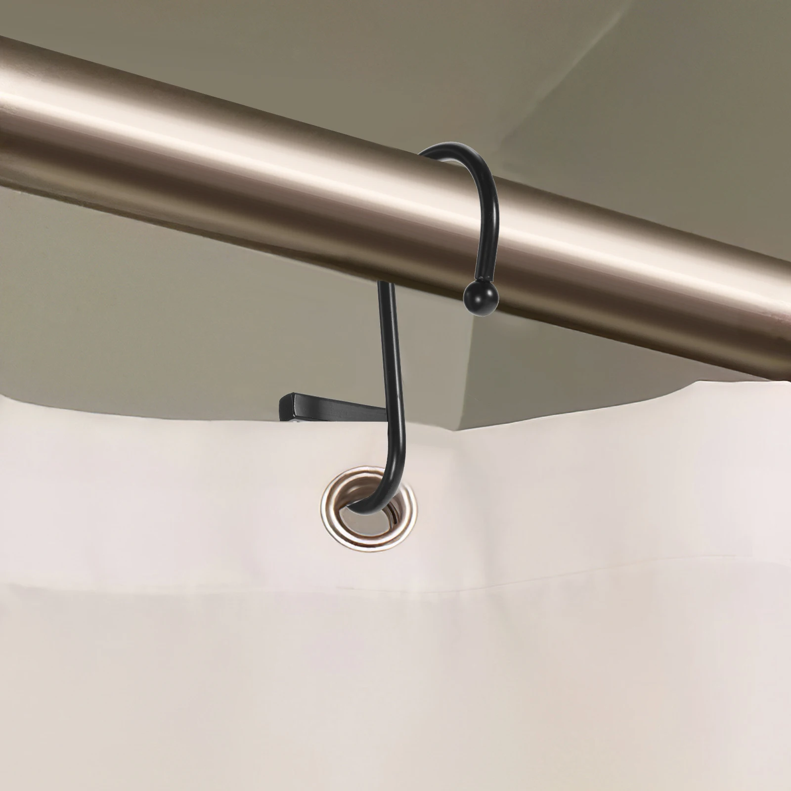 

12 Pcs Metal Hook Track Curtain Hooks Shower for Wall Square Black Tape Ceiling