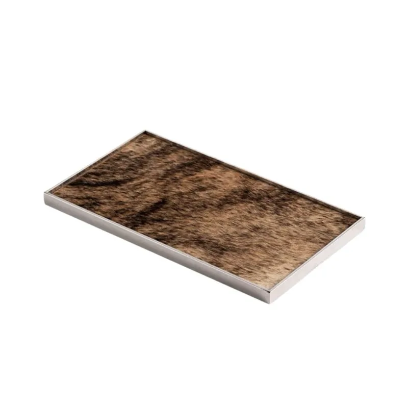 

Modern light luxury leather photo frame table, bedroom study table, high-end home decoration