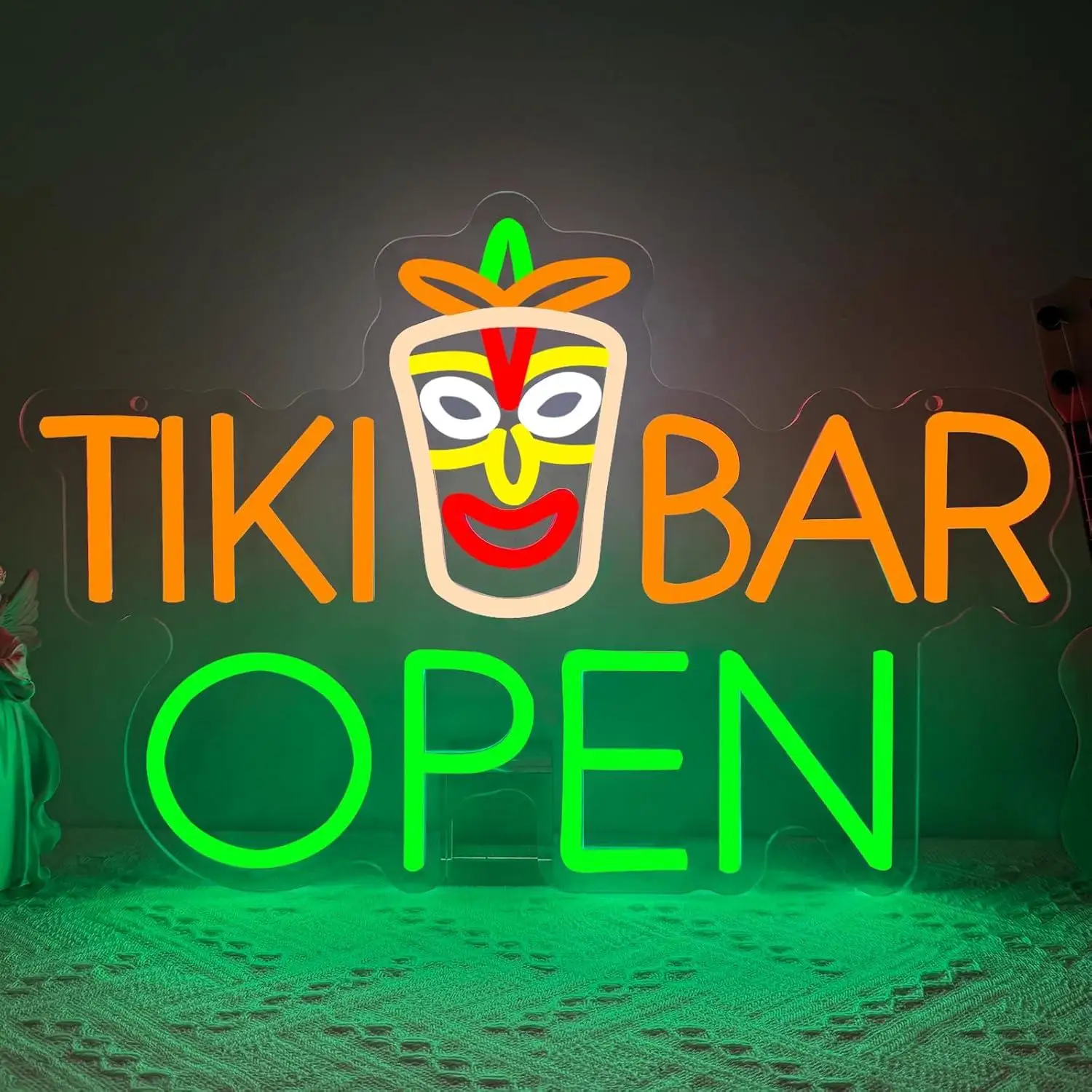 

Неоновая вывеска Tiki Bar с USB-питанием и регулируемой яркостью, светодиодные неоновые светильники для вечеринок в стиле Гавайи, тропического луау, алоха, для улицы, пабов, бистро, дома, патио, декора