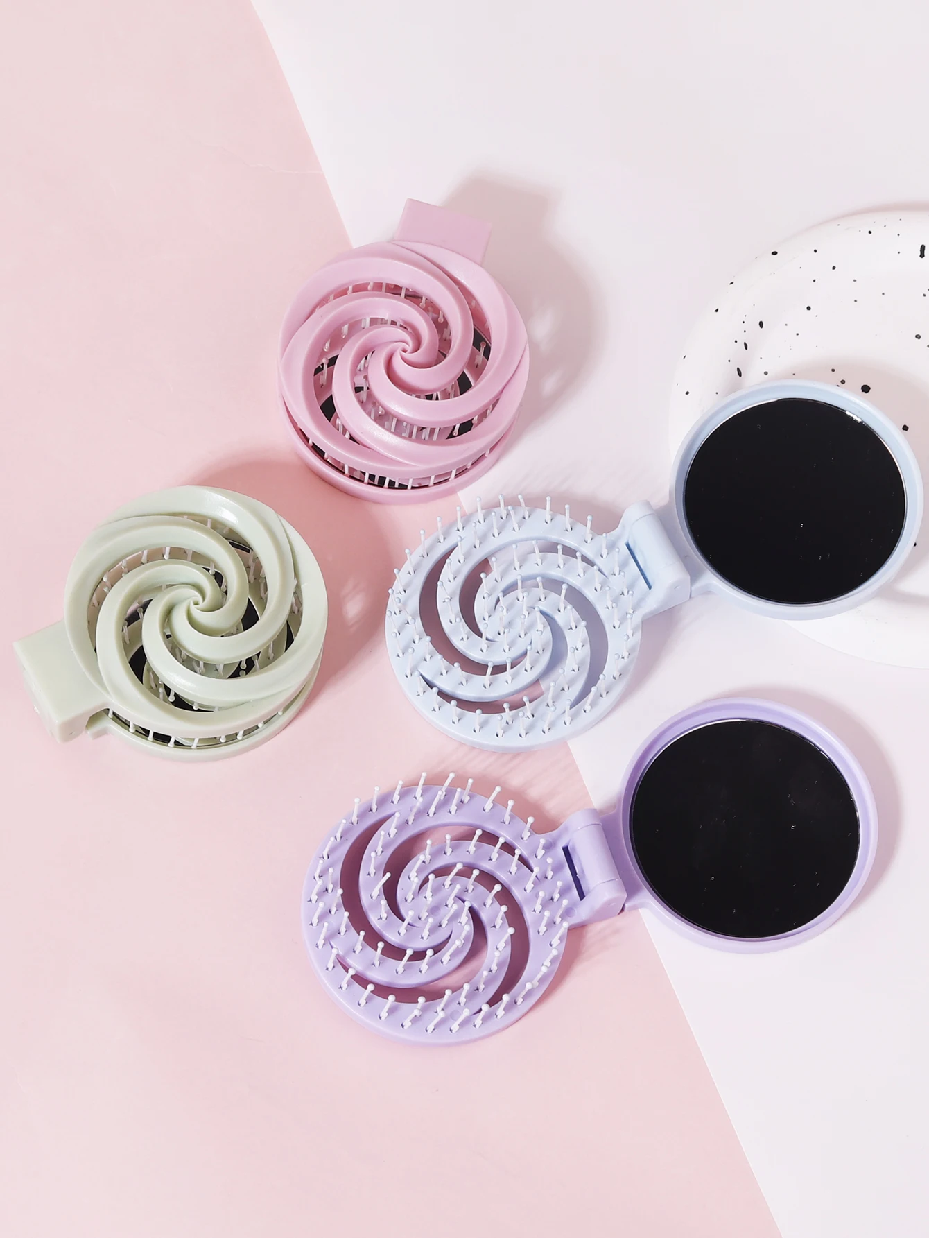 

Портативная откидная крышка с зеркалом, антистатическая расческа для массажа кожи головы, карманная дорожная расческа, инструмент для укладки волос, специально для настоящих париков из волос