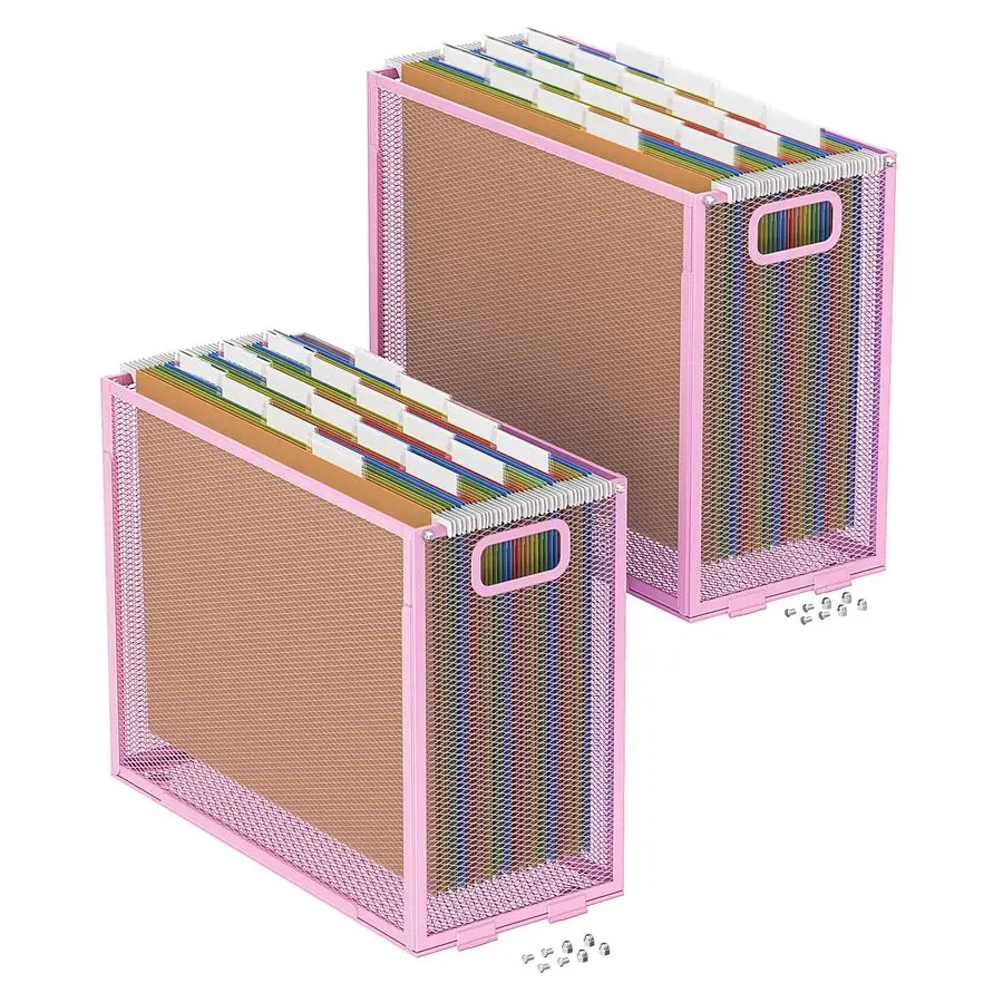 

Hanging File Organizer, Metal File Organizer, Portable Desktop File Organizer for Letter Size Folder, Mesh Hanging File Crate fo