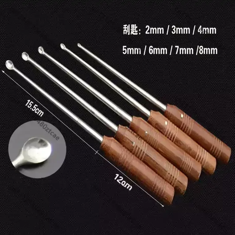 Medical Wooden Handle Bone Curette Single Tip Bone Spoon Orthopedic Instrument Bone Tissue Scraping Transplant Operating Tool