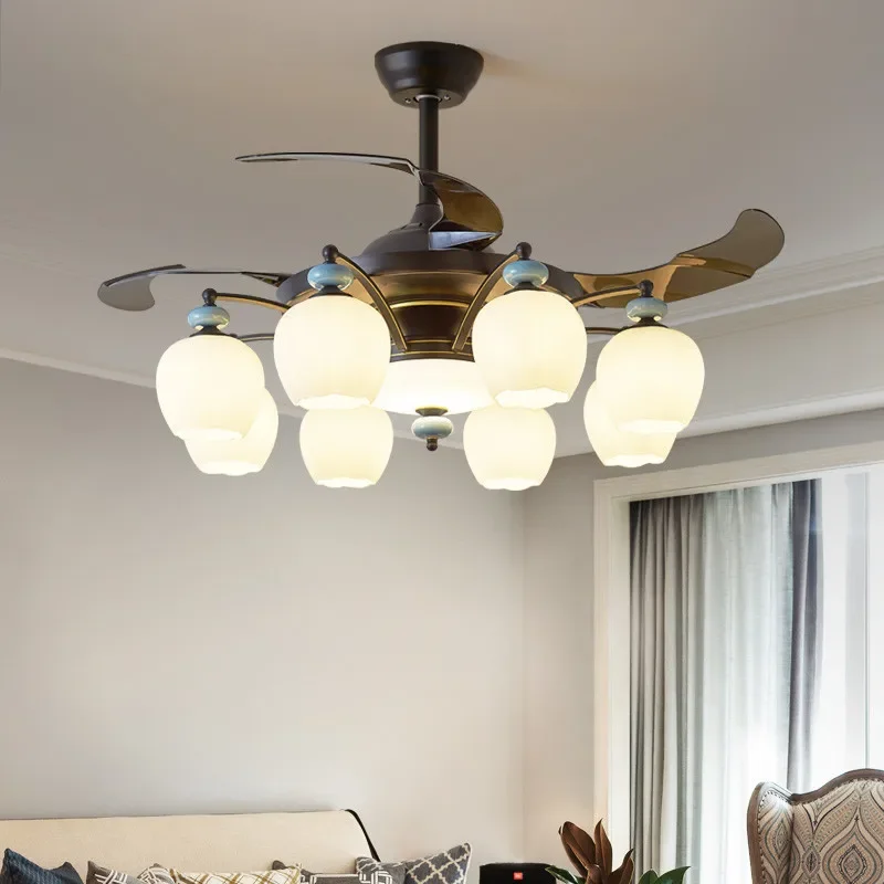 KARLOS Moderne Stealth Fan Licht Luxus Wohnzimmer Restaurant Schlafzimmer Decke Fan Licht Fernbedienung LED Elektrische Fan Licht