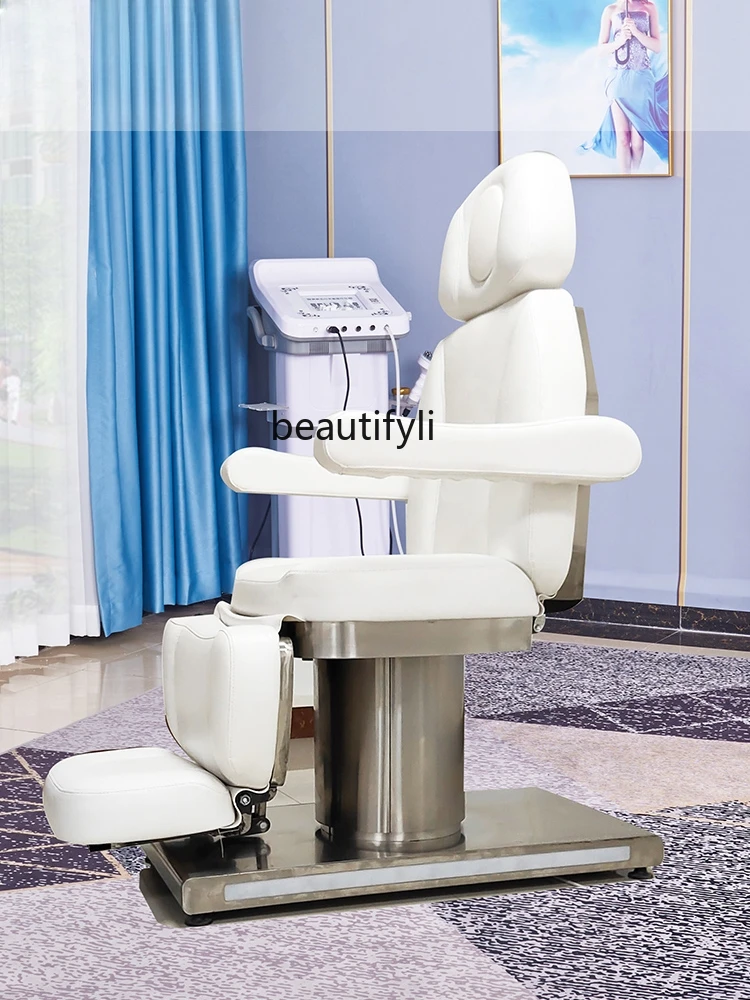 Electric Lift Beauty Care Bed Hair Care Center Physiotherapy Hair Care Chair Can Be Put down Stainless Steel Barber