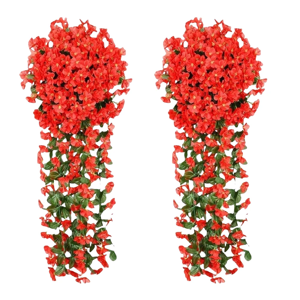 Artificial for violet Hanging Flower Silk Simulation Vines 2 Pieces for Indoor and Outdoor Decoration Including Patio and Garden
