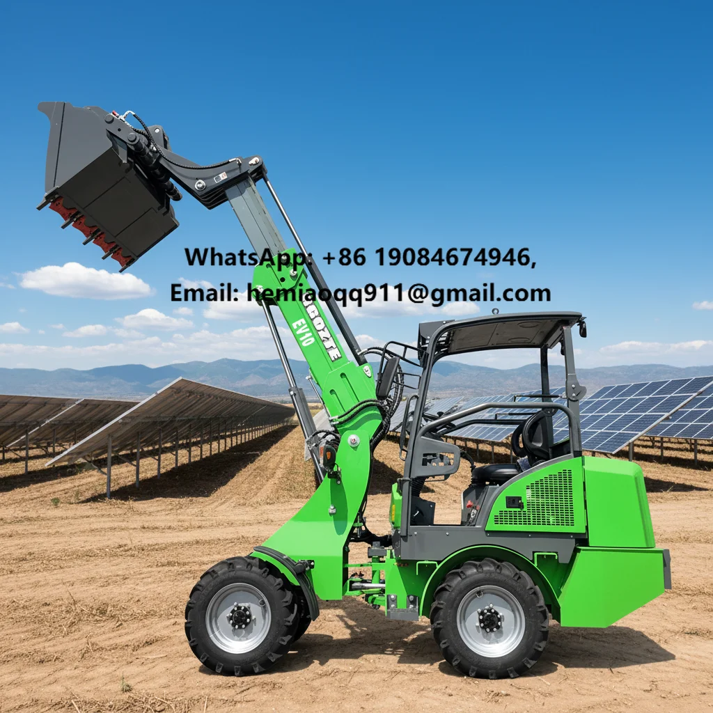 Компактный электрический колесный погрузчик RG-EV10, телескопический мини-погрузчик, 1000 кг, компактный фронтальный погрузчик