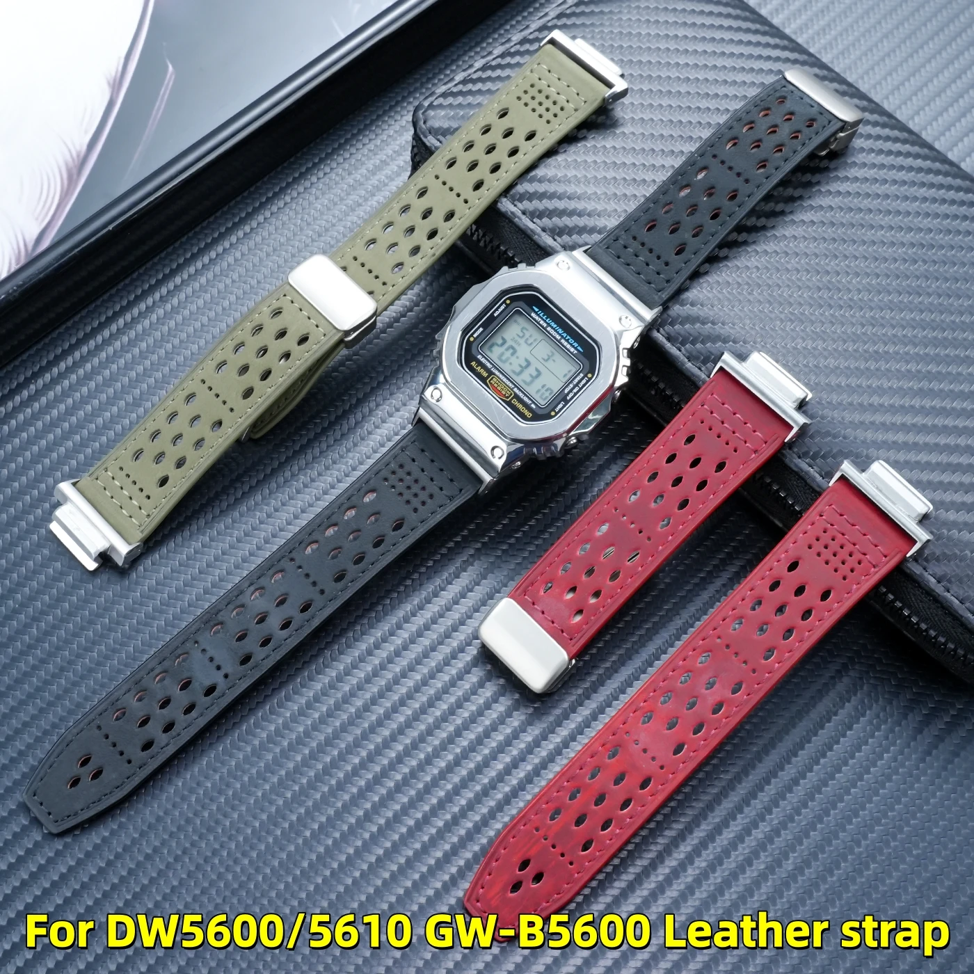 

Дышащий кожаный ремешок для часов DW5600 для Casio G-SHOCK DW-5600 5610 GW-B5600, модифицированный мужской ремешок из воловьей кожи, металлический адаптер 16 мм