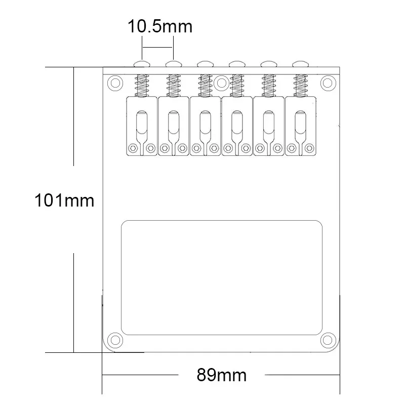 Electirc Guitar Bridge for TL Style Guitar with Humbucker Hole 101x89mm String Spacing 10.5mm Guitar Parts Black/Chrome