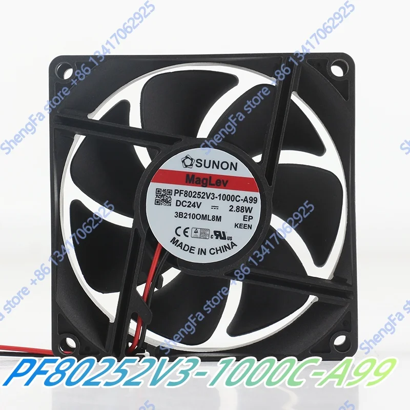 PF80252V3-1000C-A99 8025 24V 2.88W 8CM maglev chassis Cabinet Quiet two-wire cooling fan