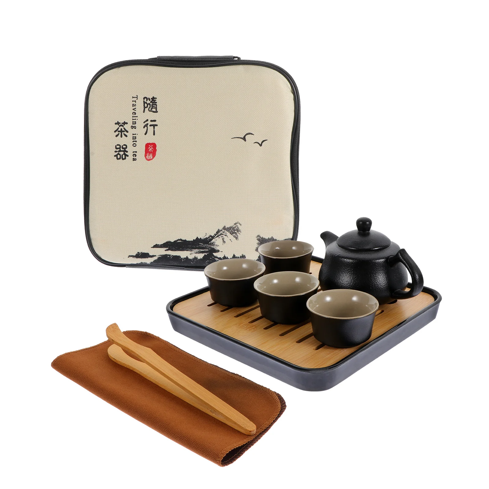 

1 комплект, дорожный чайный сервиз, стильный керамический чайник, фарфоровый набор зажимов для чашки, идеально подходящий для домашнего офиса, цветок, листовой чайный опыт