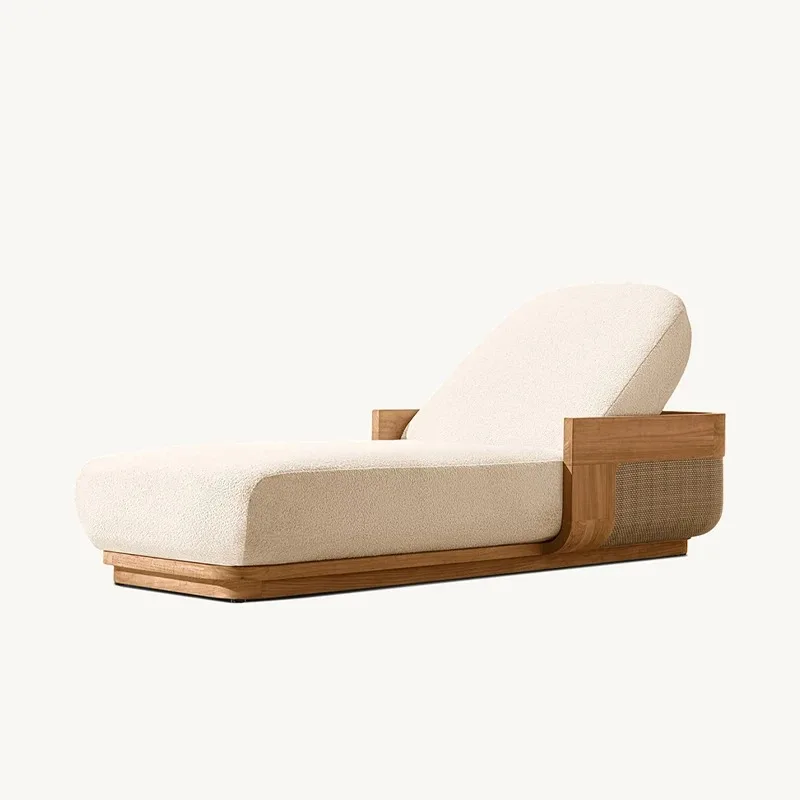 Sun Beach Lounge Chair & Daybed Set, Teak Wood Rattan Lounger Furniture Set for Poolside Patio Garden & Beach Garden العاب جنسية