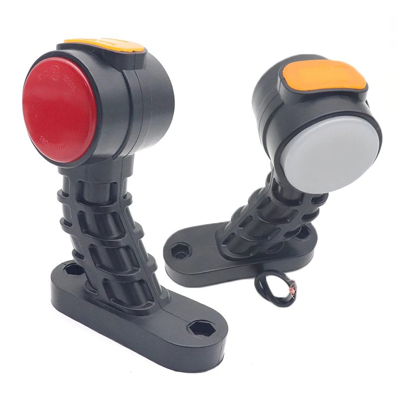 2pcs 12V 24V Truck Trailer Three Sided LED Elbow Side Marker Light White Outline Clearance Indicator Lamp for Lorry Van Caravans
