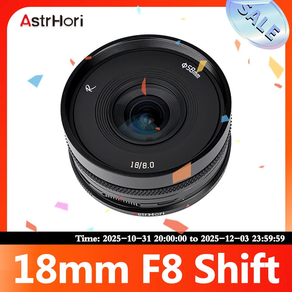 AstrHori Tilt 18mm F8 Full Frame Manual Prime Wide-Angle Shift Lens for Sony E Nikon Z Canon RF L Mount Cameras