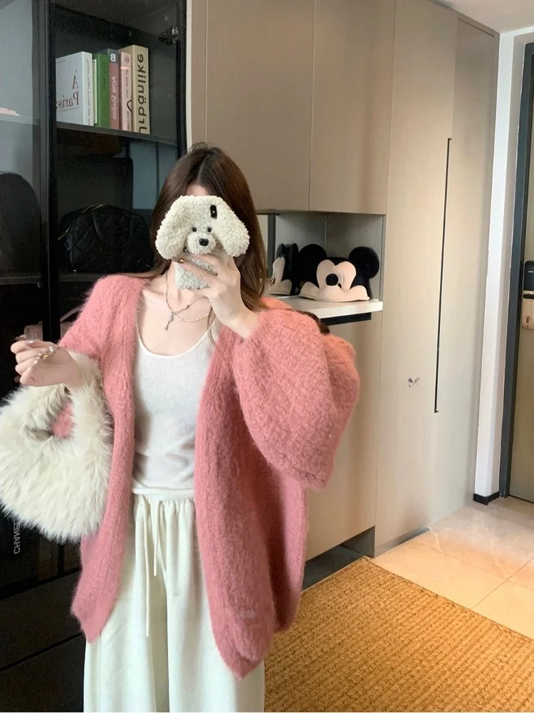 

plus Size Sweater Cardigan Sweet Knitted Loose Slimming Meat Covering Casual Autumn Winter New Style Women's Fashion Inner Wear
