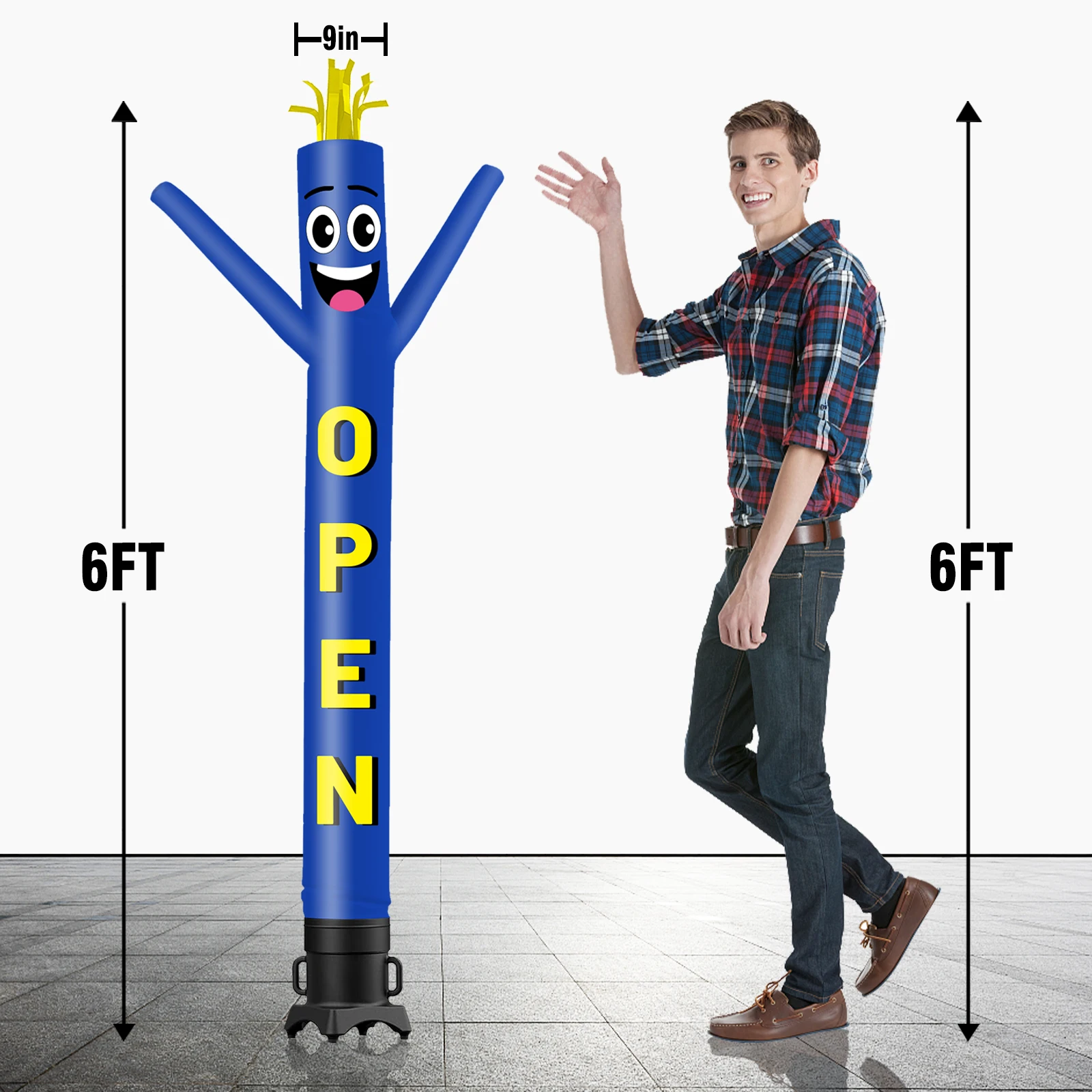 6/10/15/20FT Tall Inflatable Blue Open Dancing Guy for Outdoor Decoration Advertising(Blower Not Included)