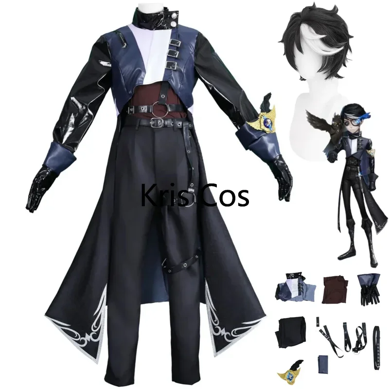 

FC6Anime Game Identity Ⅴ Eli Clark Cosplay Costume Seer Dark Noir Wig Black Long Coat Uniform Full Set Man Carnival Hallowe@FC8！