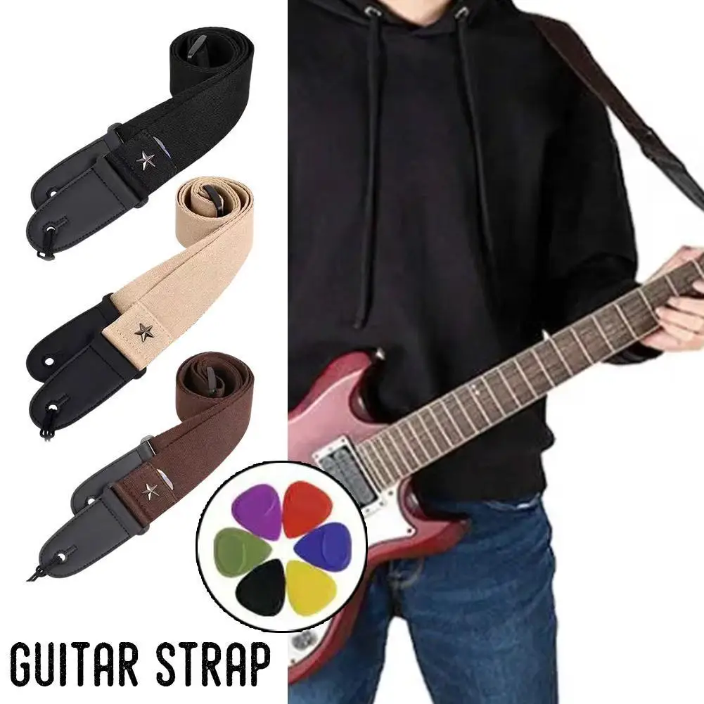 Wear Resistant Acoustic Bass Thicken Shoulder Belt Parts Anti Slip Adjustable Length Guitar Strap Star Embellish Soft 