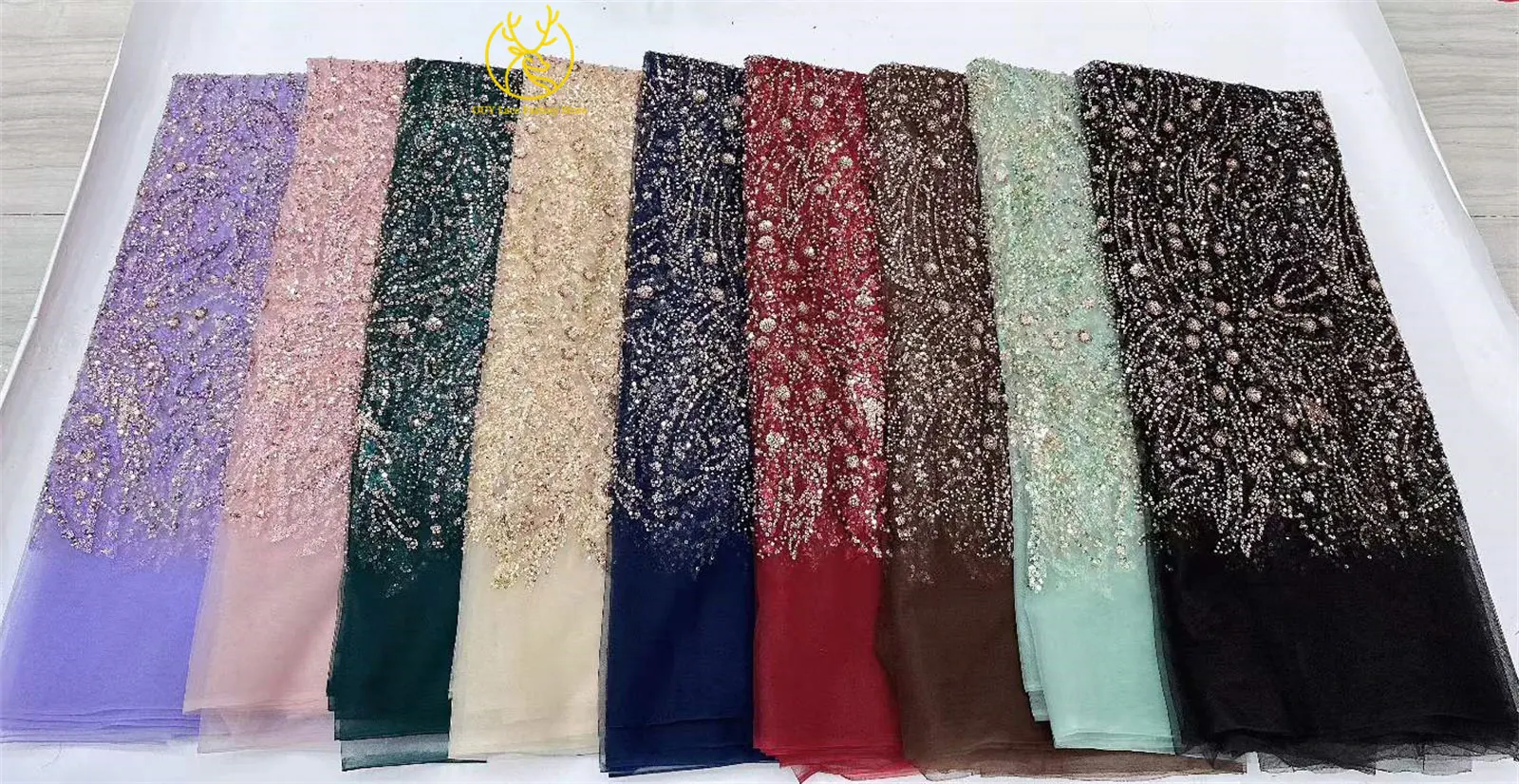 2026 Französisches Hochzeitskleid Perlen-Pailletten-Spitzenstoff 5 Yards Nigerianischer Tüll-Spitzenstoff Afrikanischer Spitzenstoff für Hochzeitsfeier-Näharbeiten – Detail 3