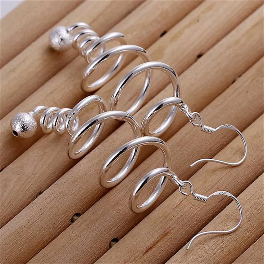 New 925 Sterling Silver Creativity spiral Earrings for woman fashion Jewelry elegant long earrings Trendsetter Christmas Gifts