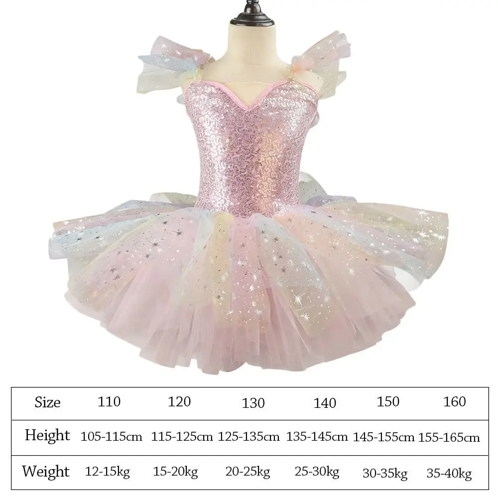 Fashion Sequin Kids Ballet Dress Modern Puffy Performance Clothes Shiny Party Dress Ballet Tutu Dance