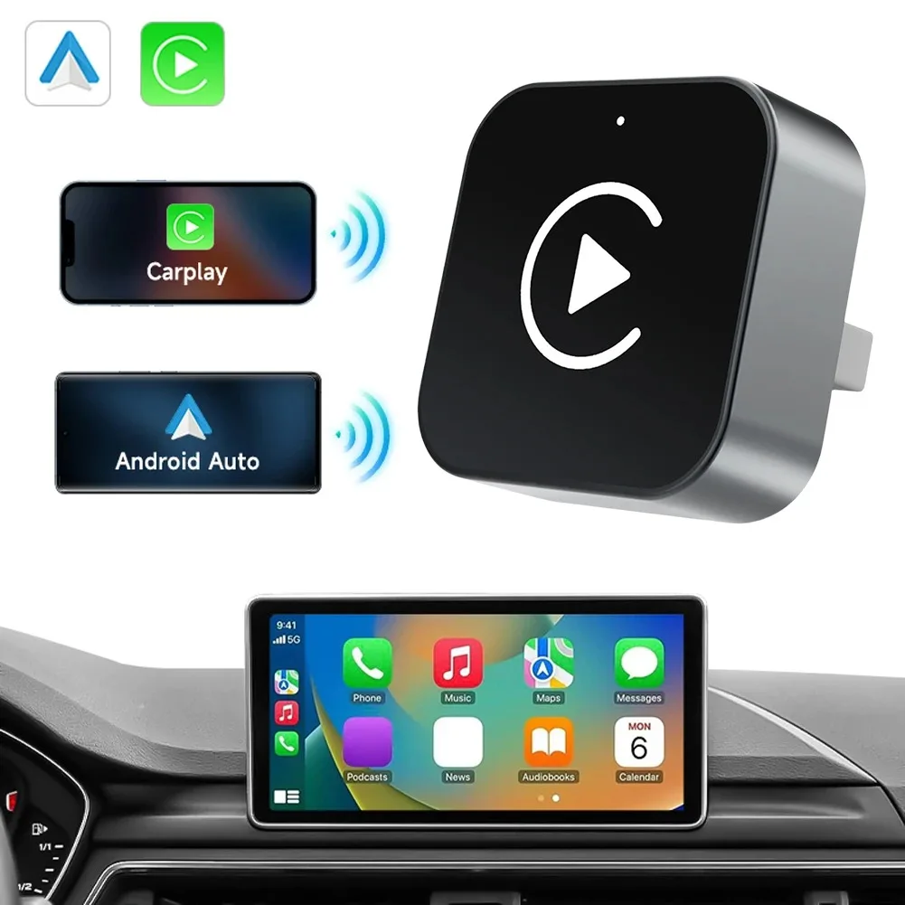 2in1 Wireless CarPlay Android Auto Adapter Wireless Car Play Adapter Smart USB Dongle for iPhone and Android Factory Wired Cars