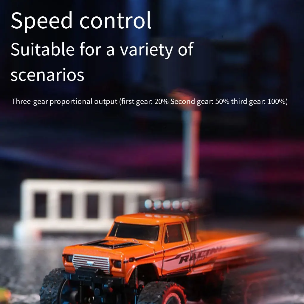 Mini Rc Truck And Trailer 1/64 Remote Control Monster Rc USB Rechargeable Body Lights 24GHz RC Car E